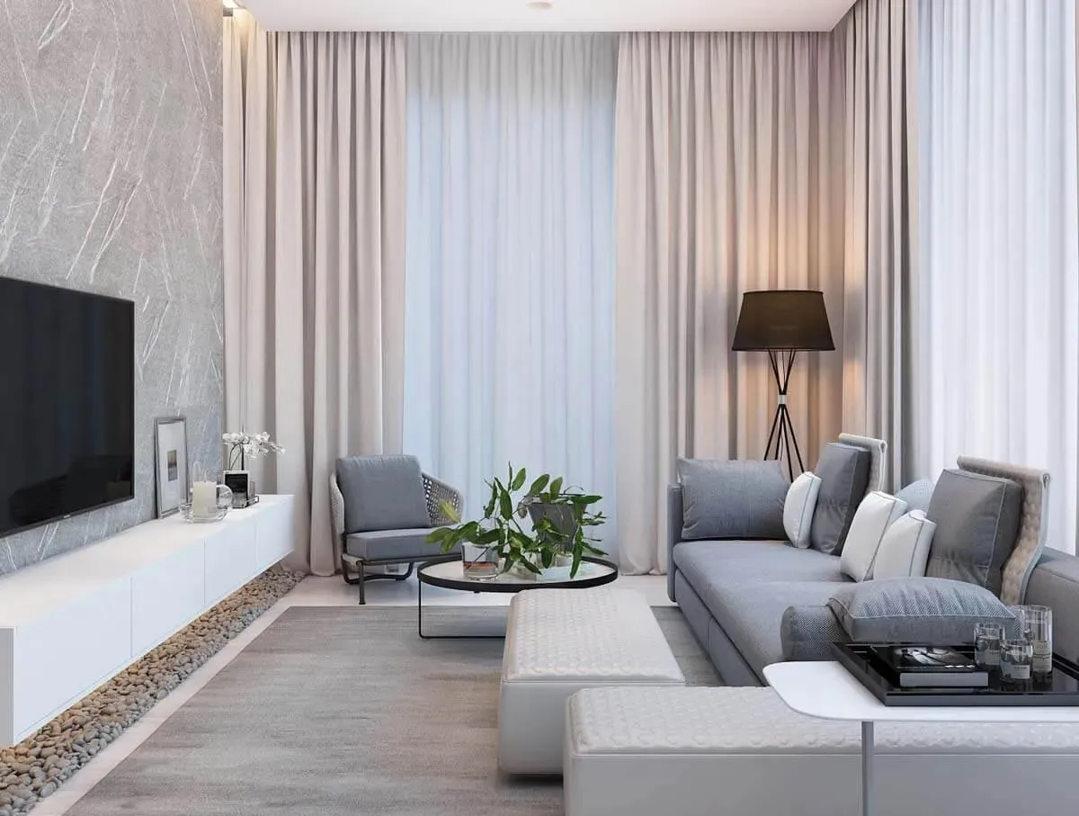 beige curtain in living room